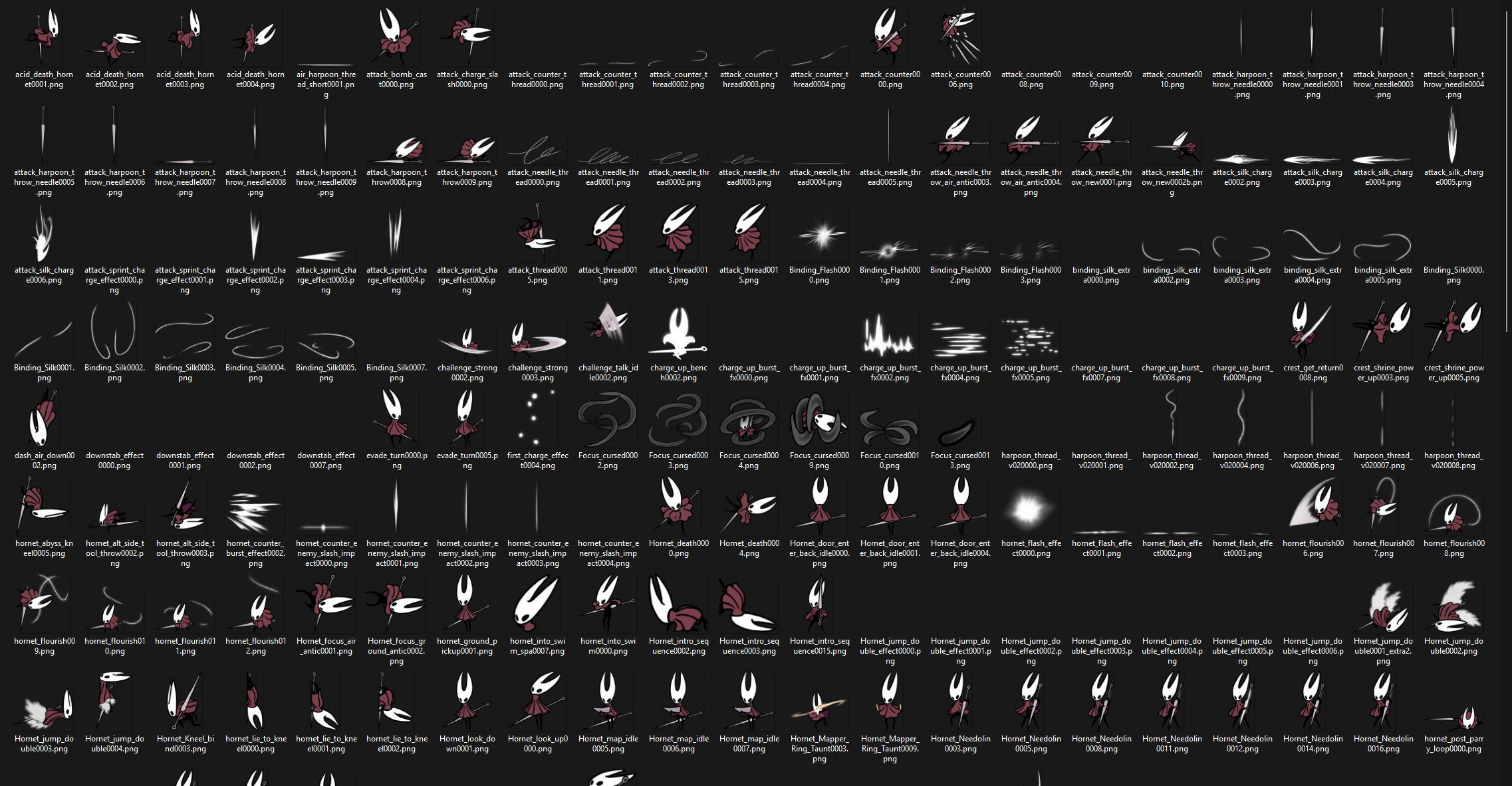 List of individual image files, each containing exactly one sprite